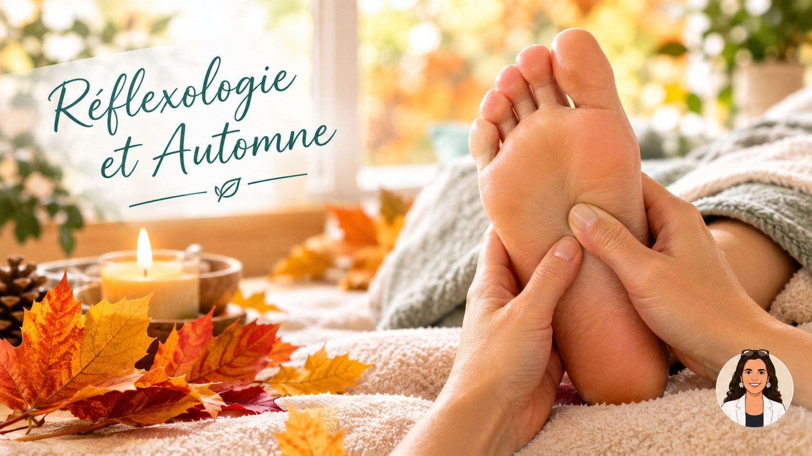 des mains , des pieds des feuilles d'automne